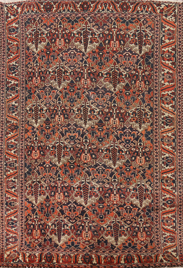 Geometric Wool Orange Bakhtiari Persian Area Rug 7x10