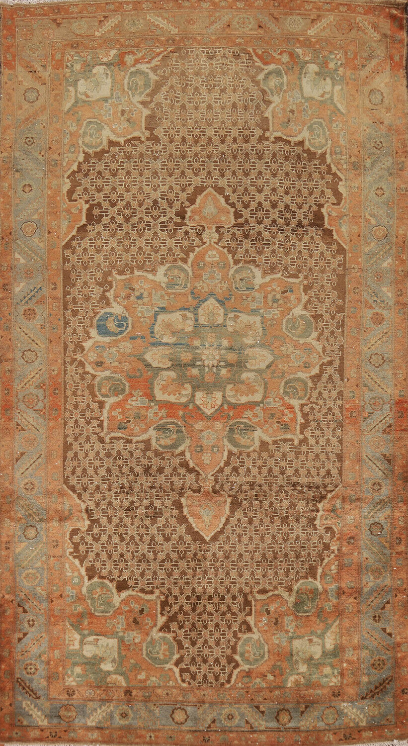 Brown Wool Vintage Sarab Persian Area Rug 5x11