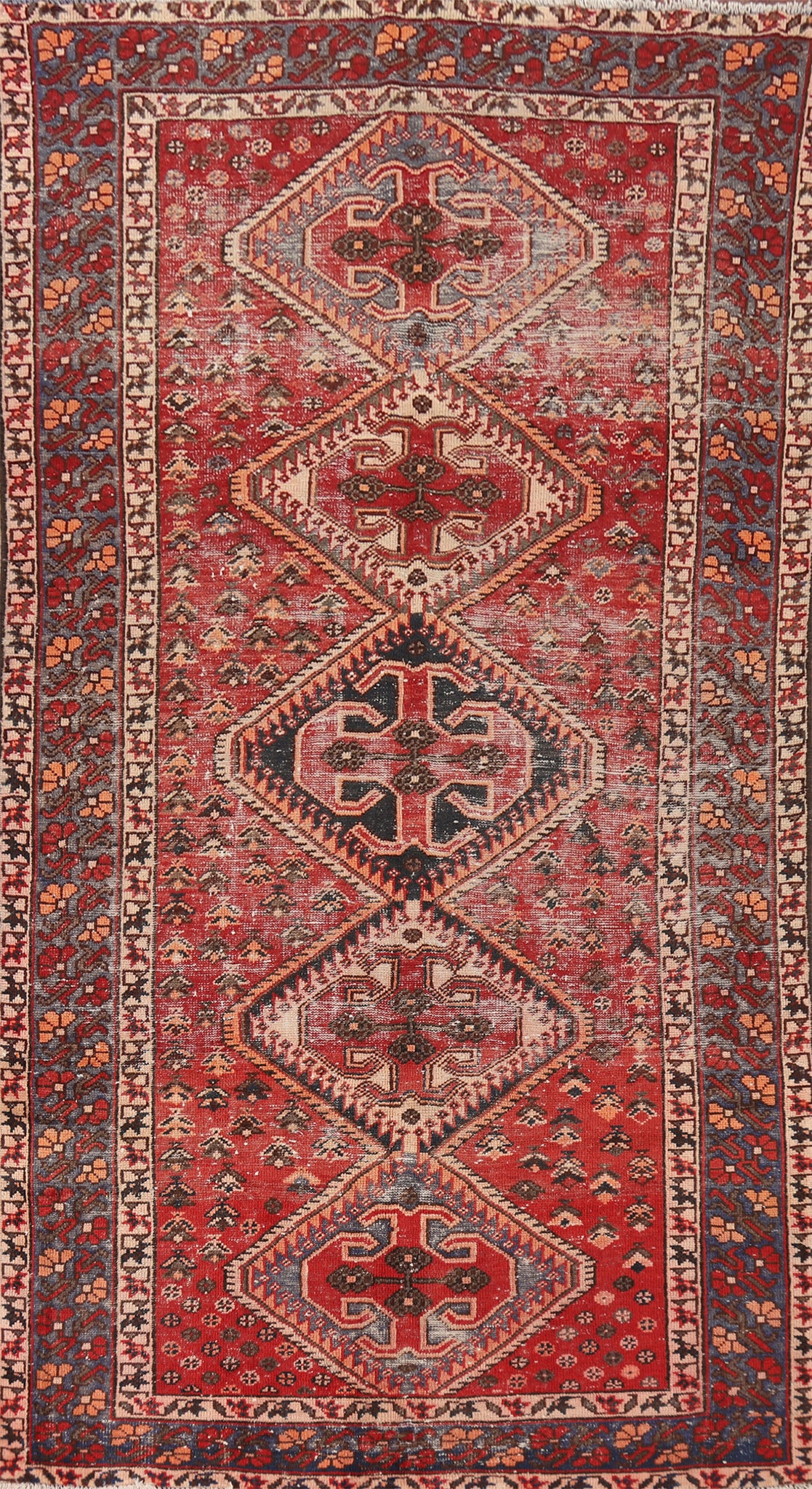 Tribal Wool Geometric Bakhtiari Persian Area Rug 5x10