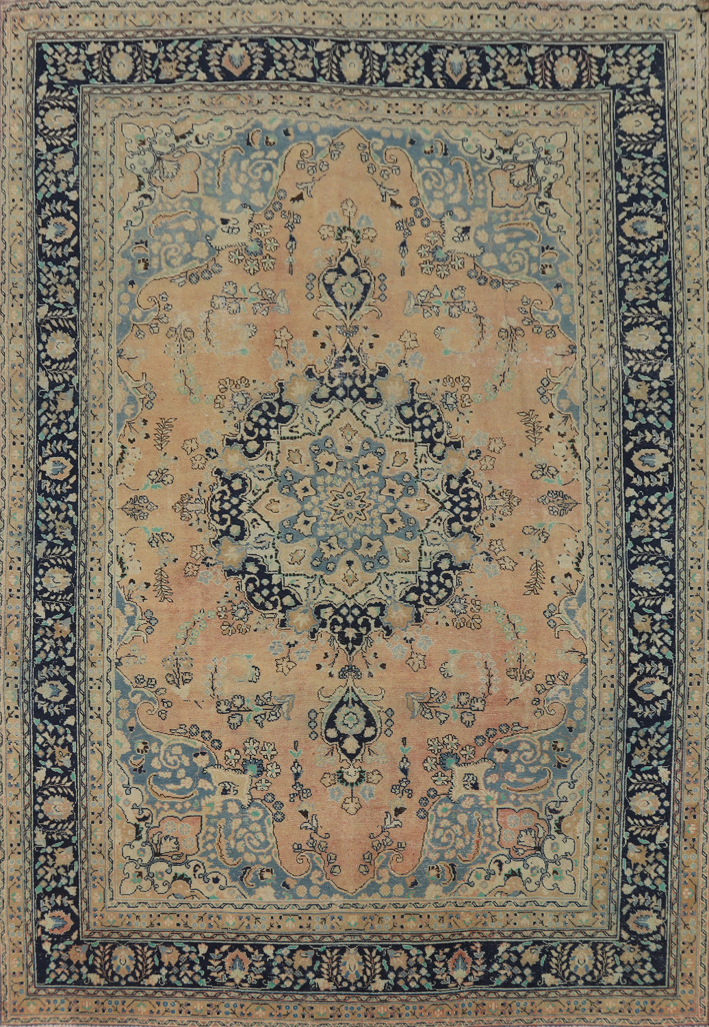Vintage Wool Medallion Mashad Persian Area Rug 8x11