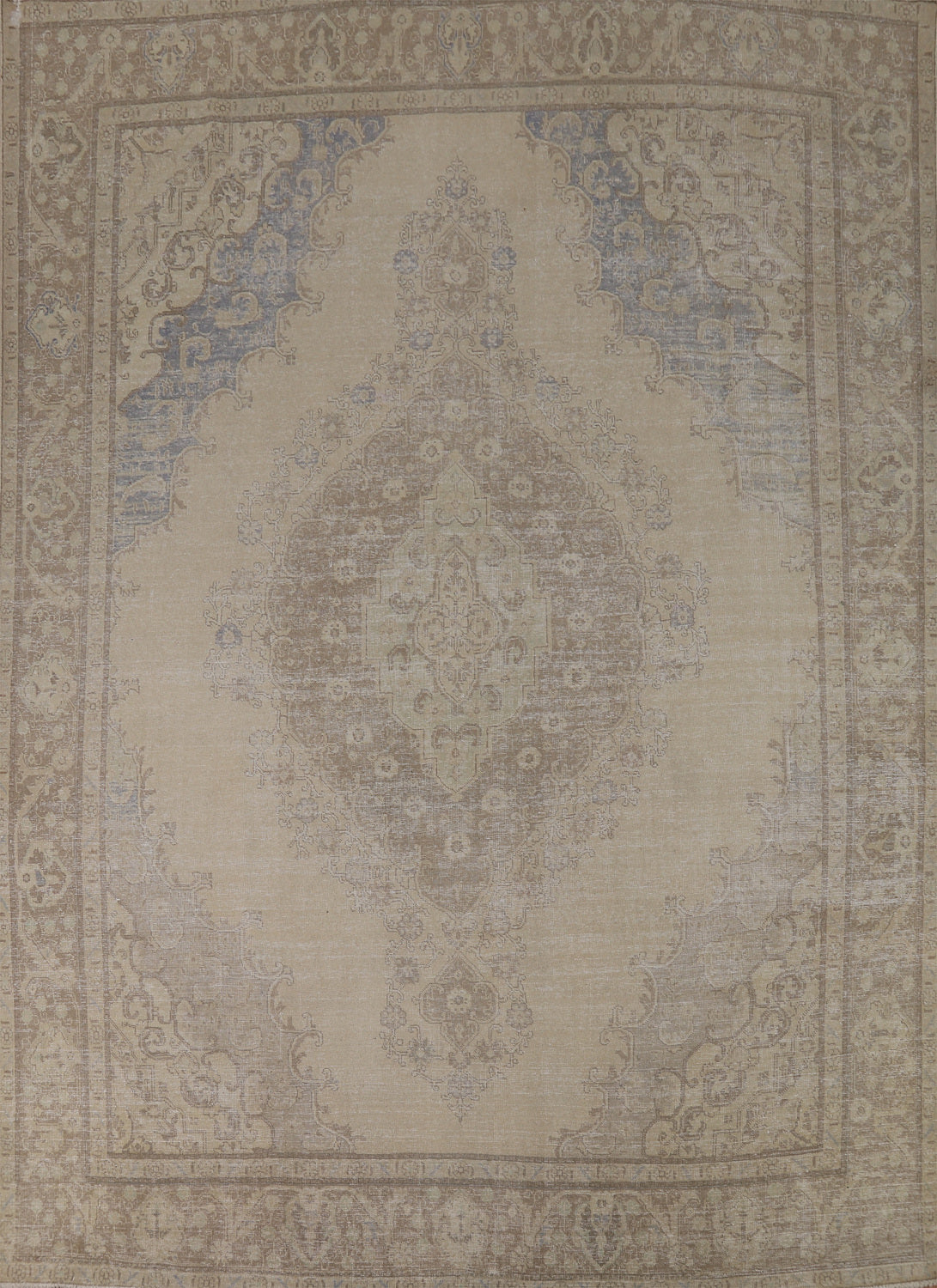 Muted Color Wool Medallion Tabriz Persian Area Rug 10x13