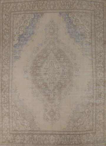 Muted Color Wool Medallion Tabriz Persian Area Rug 10x13