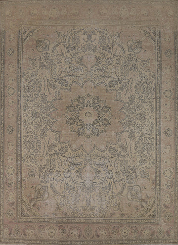 Floral Medallion Wool Tabriz Persian Area Rug 10x13