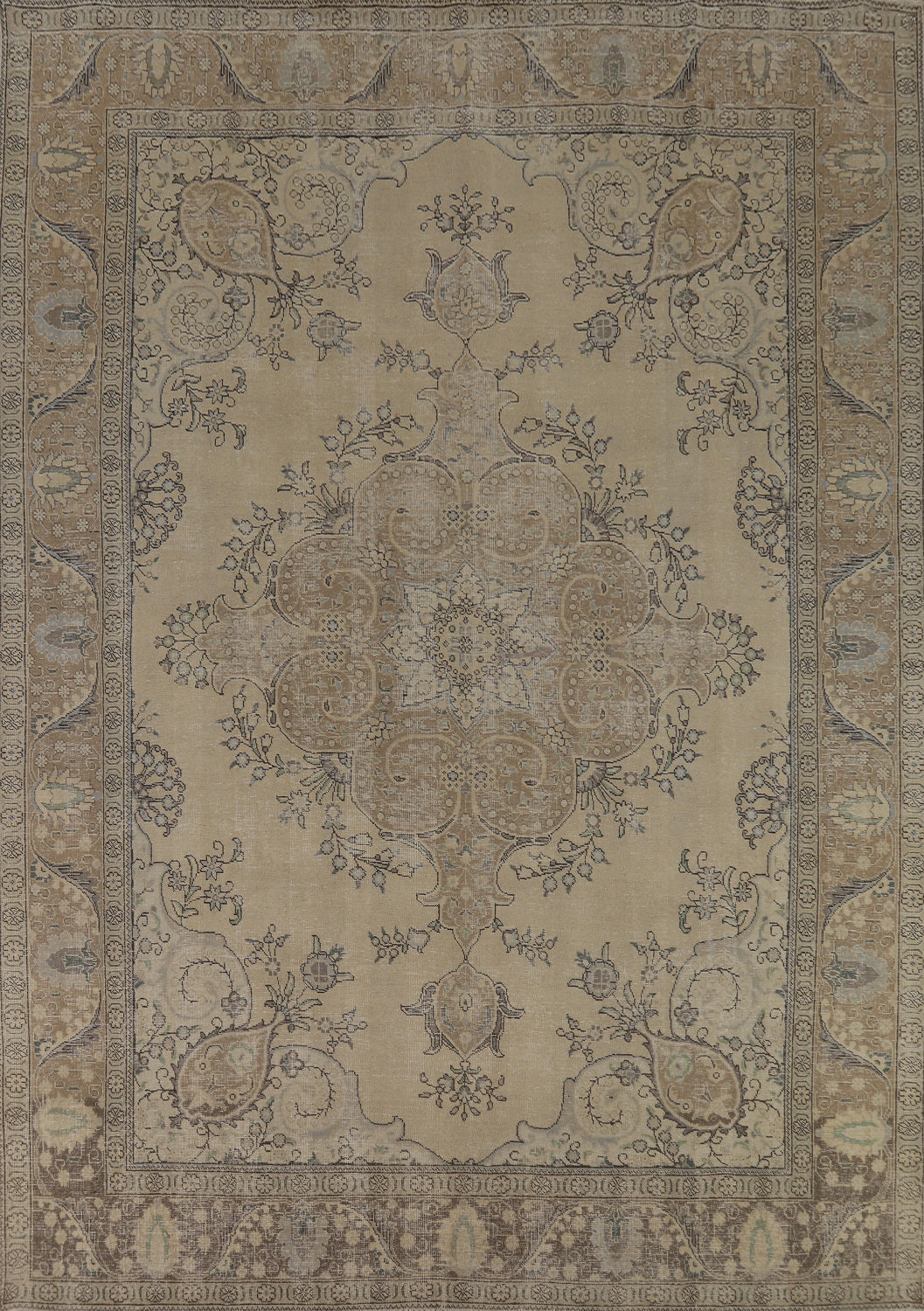 Vintage Wool Medallion Tabriz Persian Area Rug 10x12