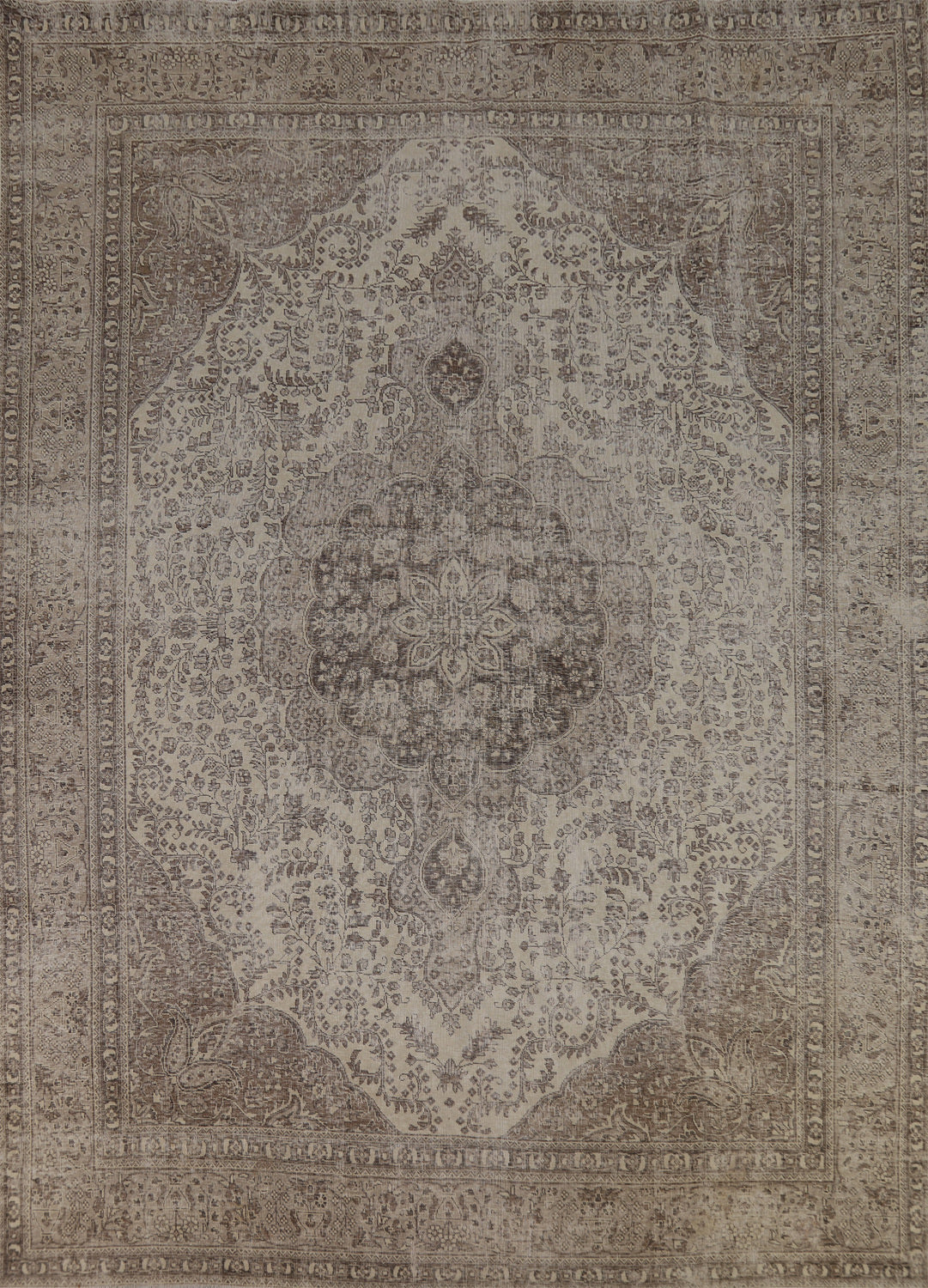 Distressed Wool Floral Tabriz Persian Area Rug 9x12