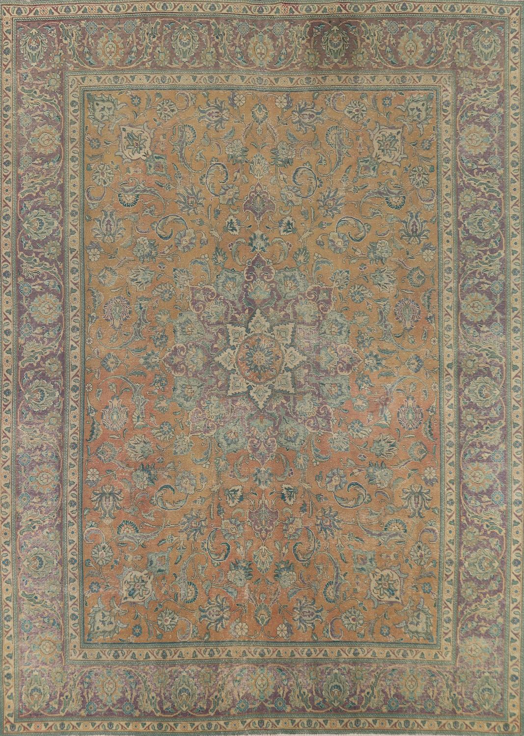 Orange Wool Medallion Tabriz Persian Area Rug 10x13