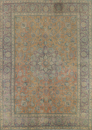 Orange Wool Medallion Tabriz Persian Area Rug 10x13