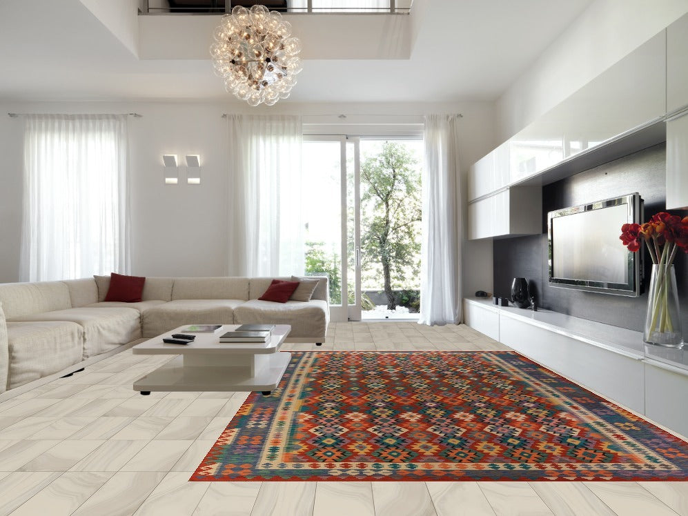 Flat Weave Wool Kilim Oriental Large Rug 10x16