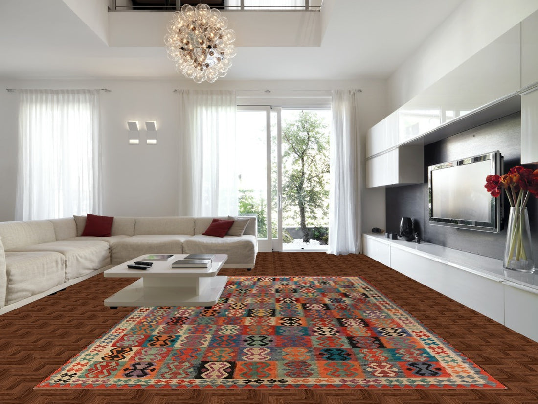 Flat Weave Wool Kilim Oriental Large Rug 10x16