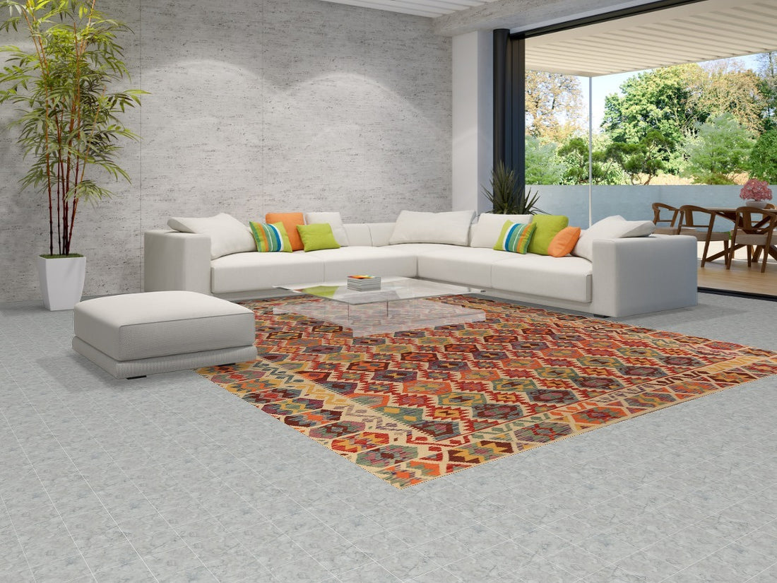 All-Over Geometric Kilim Oriental Area Rug 10x13