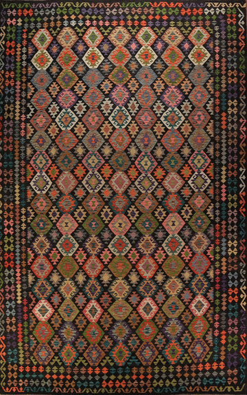 Flat Weave Wool Kilim Oriental Large Rug 10x16