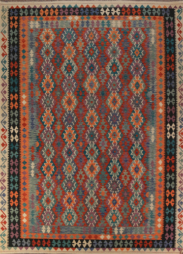 Wool Geometric Kilim Living Room Area Rug 9x12