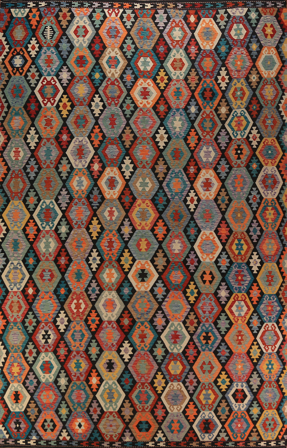 All-Over Wool Kilim Oriental Large Rug 10x16