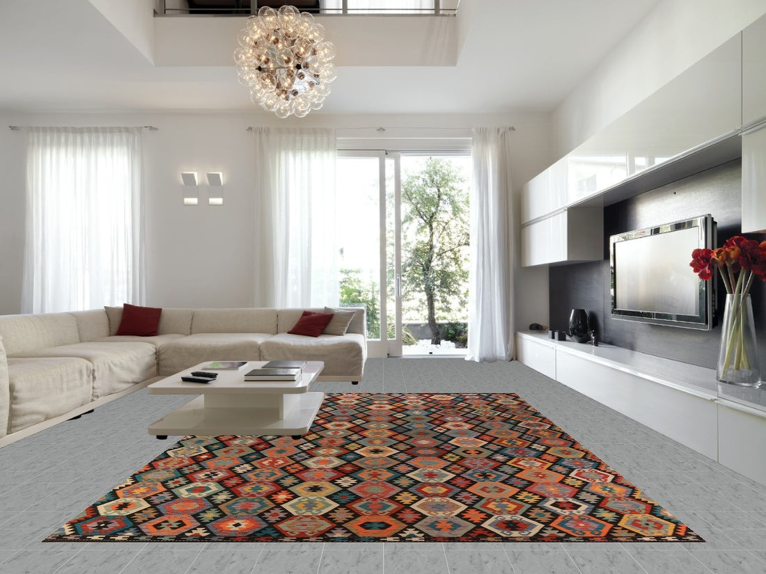 All-Over Wool Kilim Oriental Large Rug 10x16