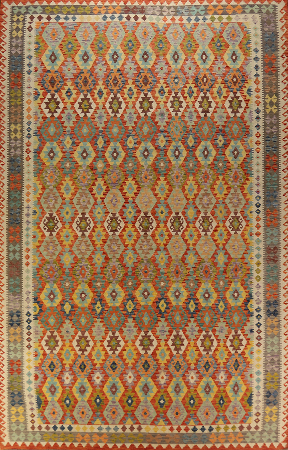 Flat Weave Wool Kilim Oriental Large Rug 10x16