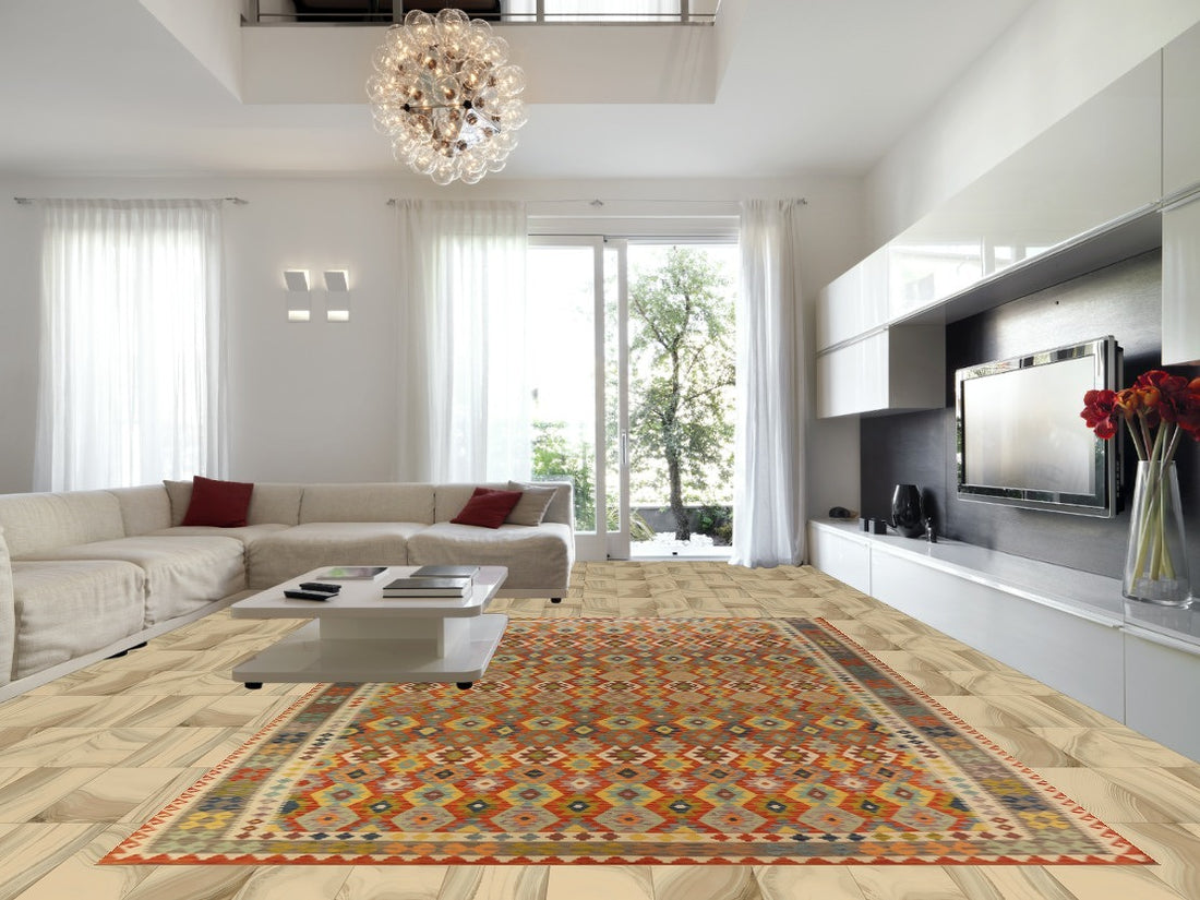 Flat Weave Wool Kilim Oriental Large Rug 10x16