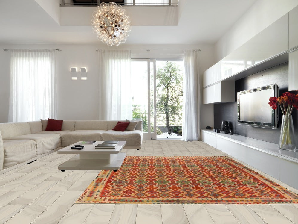 All-Over Geometric Kilim Oriental Area Rug 10x13