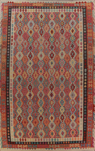 Geometric Wool Kilim Oriental Large Rug 10x16