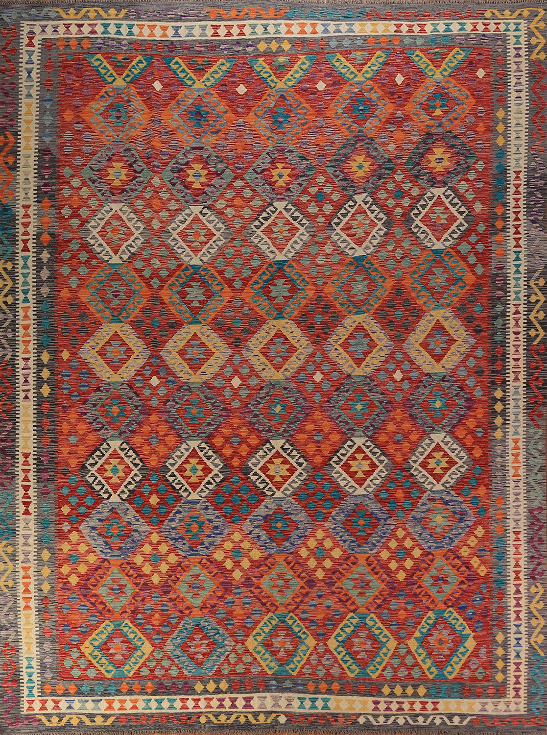 Reversible Wool Kilim Oriental Area Rug 10x13