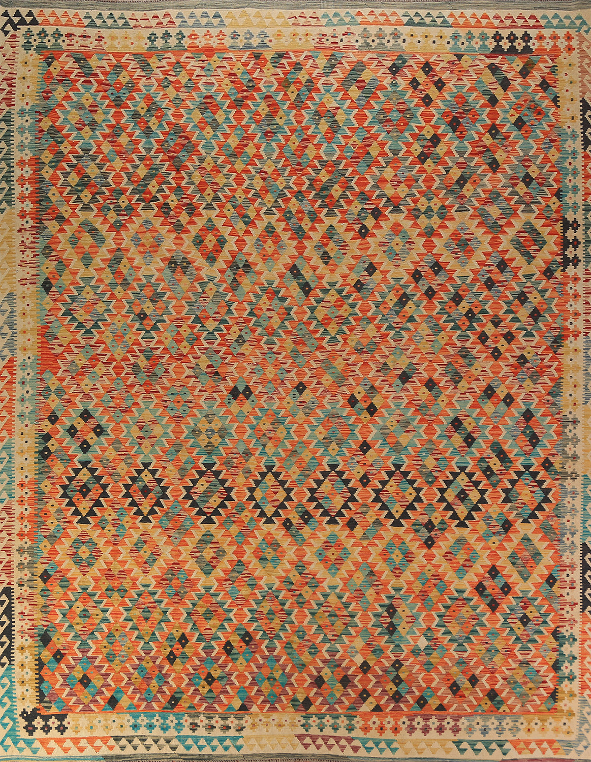 Reversible Wool Kilim Oriental Area Rug 10x13