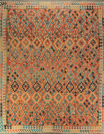 Reversible Wool Kilim Oriental Area Rug 10x13