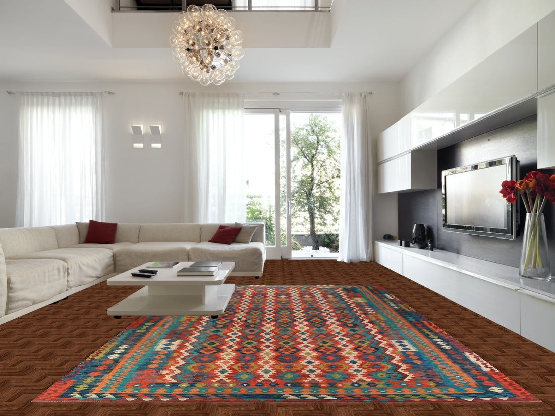 Geometric Wool Kilim Oriental Large Rug 10x16