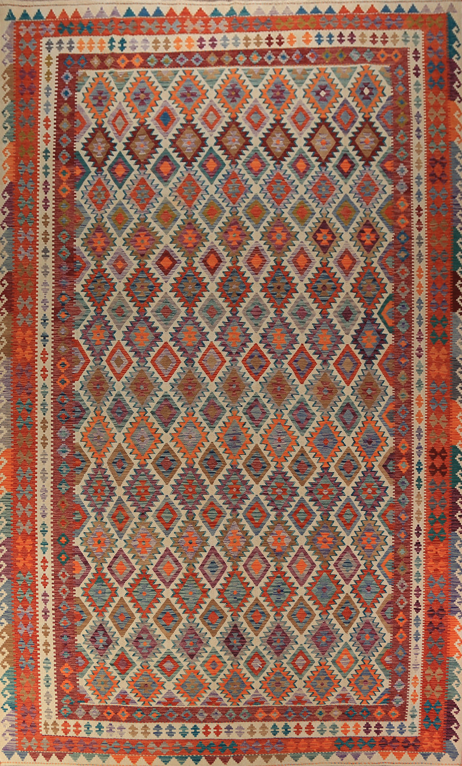 Geometric Wool Kilim Oriental Large Rug 10x16