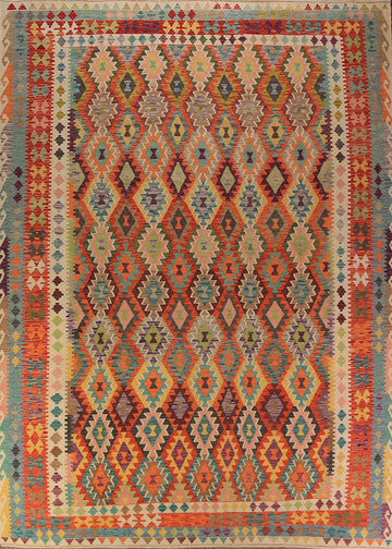 Flat Weave Wool Kilim Oriental Area Rug 10x13