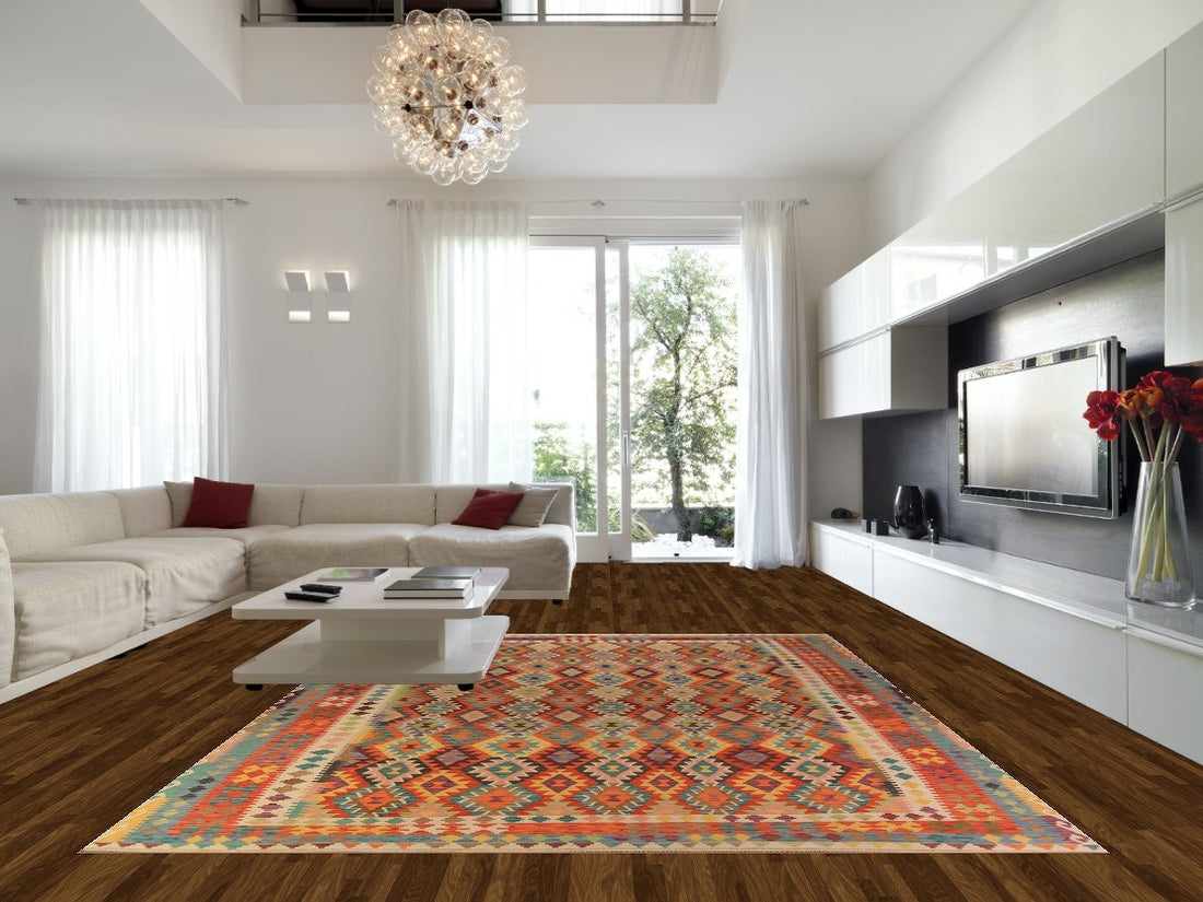 Flat Weave Wool Kilim Oriental Area Rug 10x13