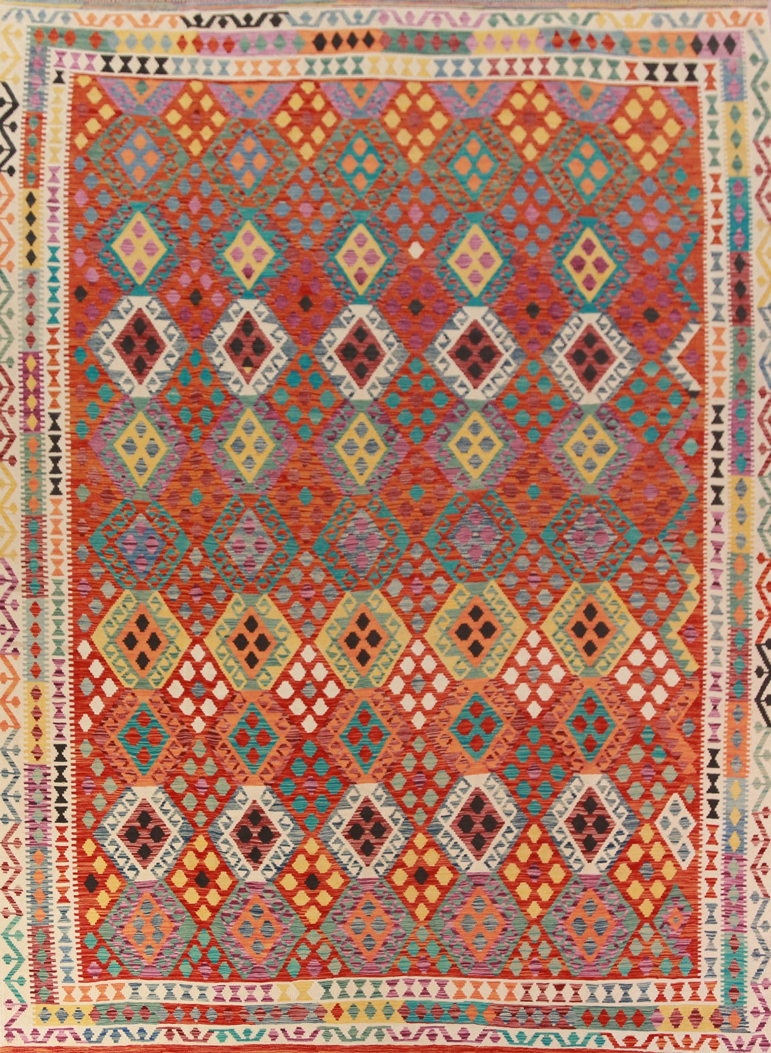 Reversible Wool Kilim Oriental Area Rug 10x13