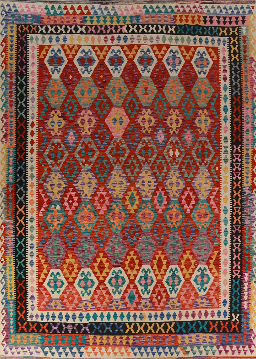 Reversible Wool Kilim Oriental Area Rug 10x13