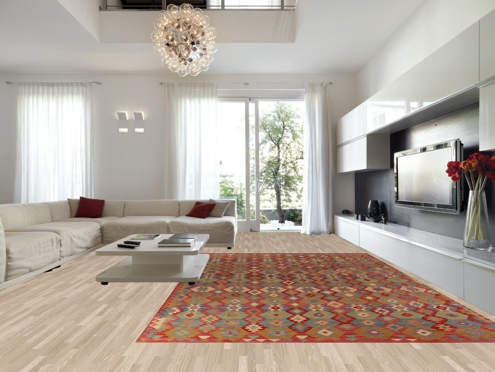 Geometric Wool Kilim Oriental Large Rug 10x16