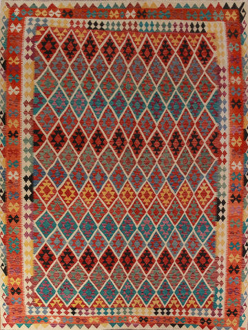 Reversible Wool Kilim Oriental Area Rug 10x13