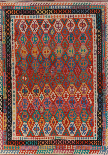 Flat Weave Wool Kilim Oriental Area Rug 10x13