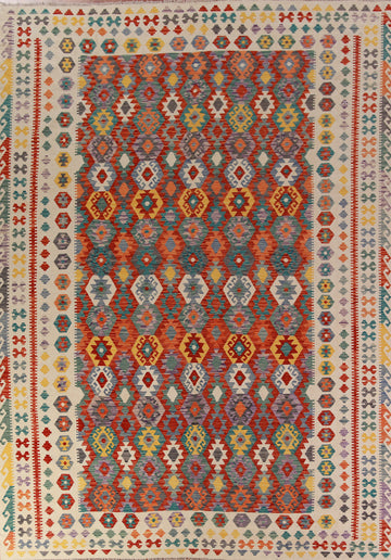Flat Weave Wool Kilim Oriental Area Rug 10x13