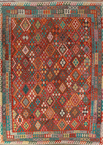 Reversible Wool Kilim Oriental Area Rug 10x13