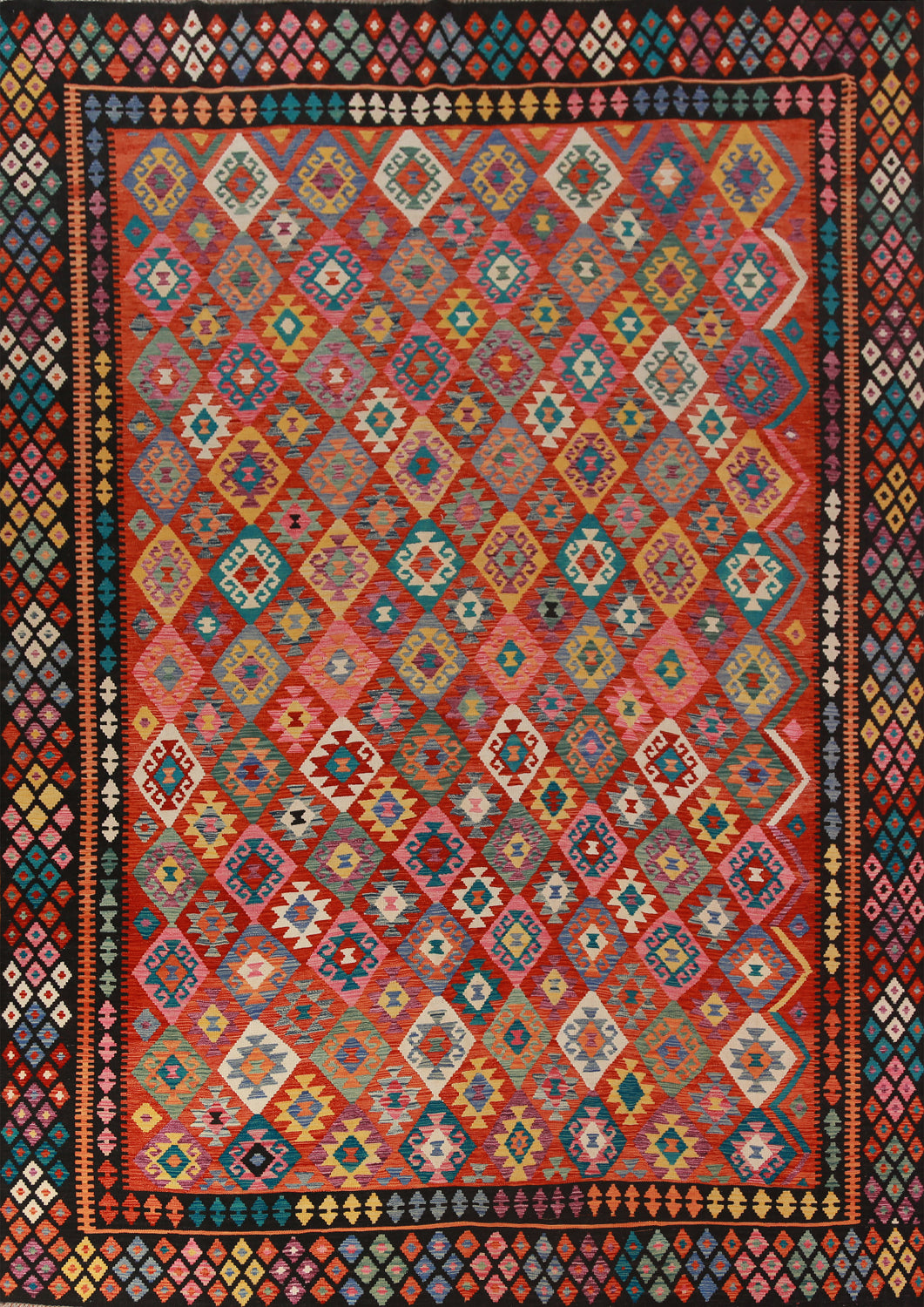Flat Weave Wool Kilim Oriental Area Rug 10x13