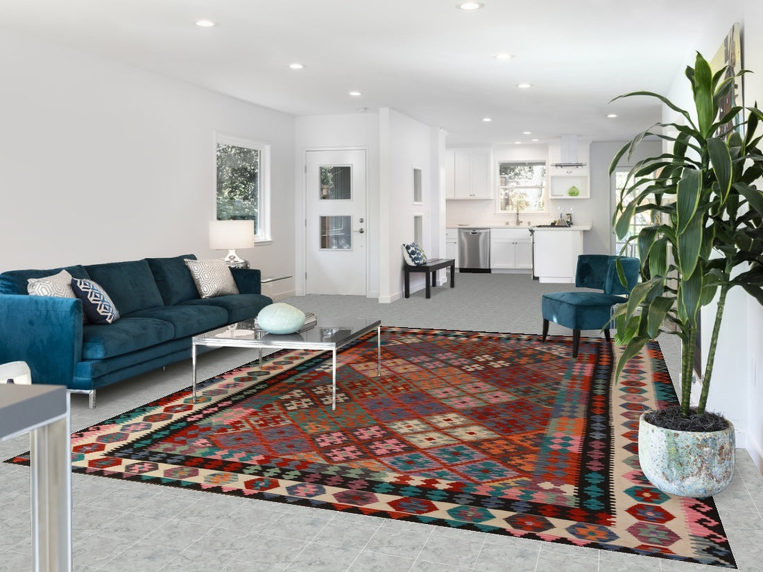 Flat Weave Wool Kilim Oriental Area Rug 8x12