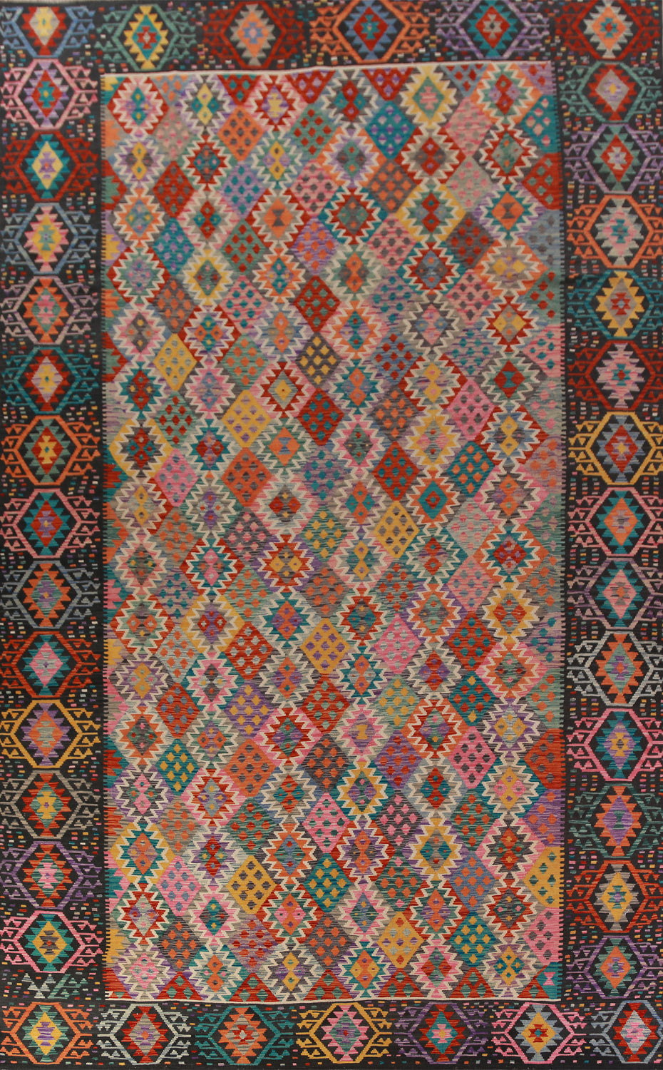 All-Over Wool Kilim Oriental Large Rug 10x16