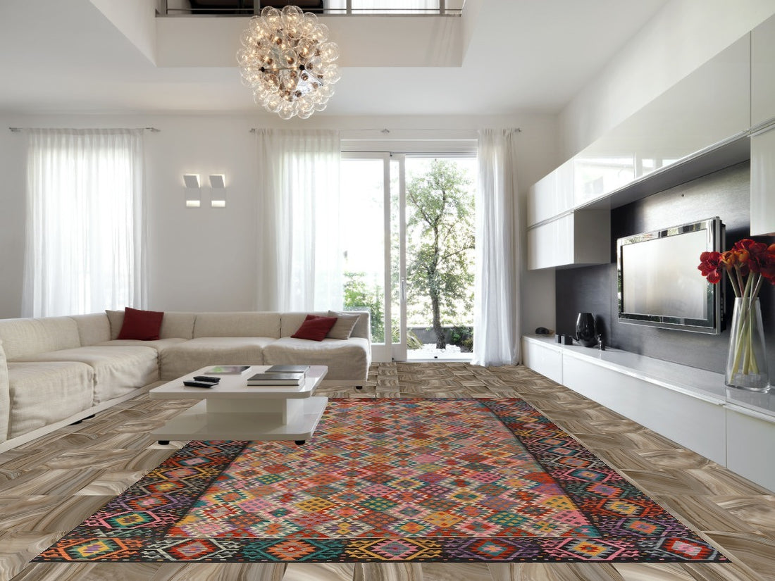 All-Over Wool Kilim Oriental Large Rug 10x16