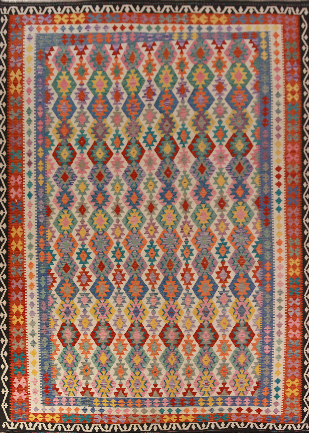 Reversible Wool Kilim Oriental Area Rug 10x13