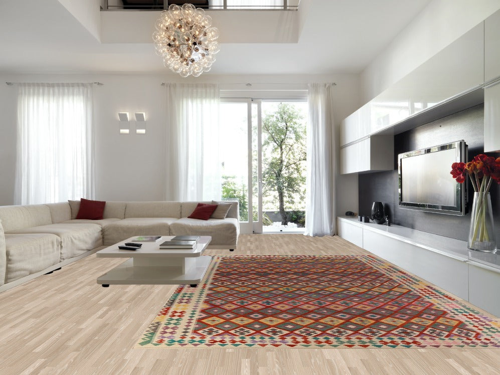 Trellis Wool Kilim Oriental Large Rug 10x16