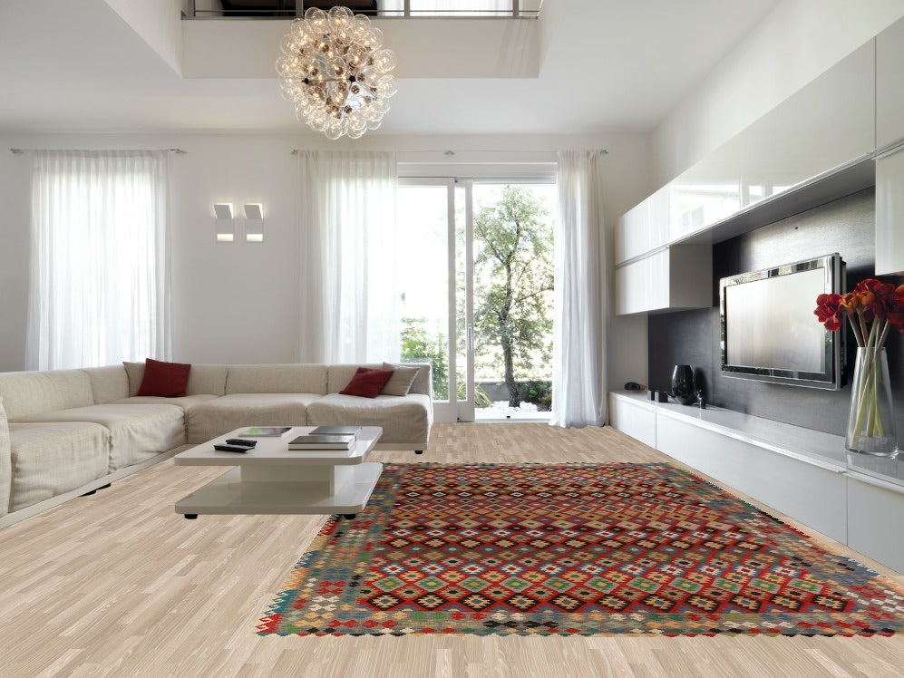 Geometric Wool Kilim Oriental Large Rug 10x16