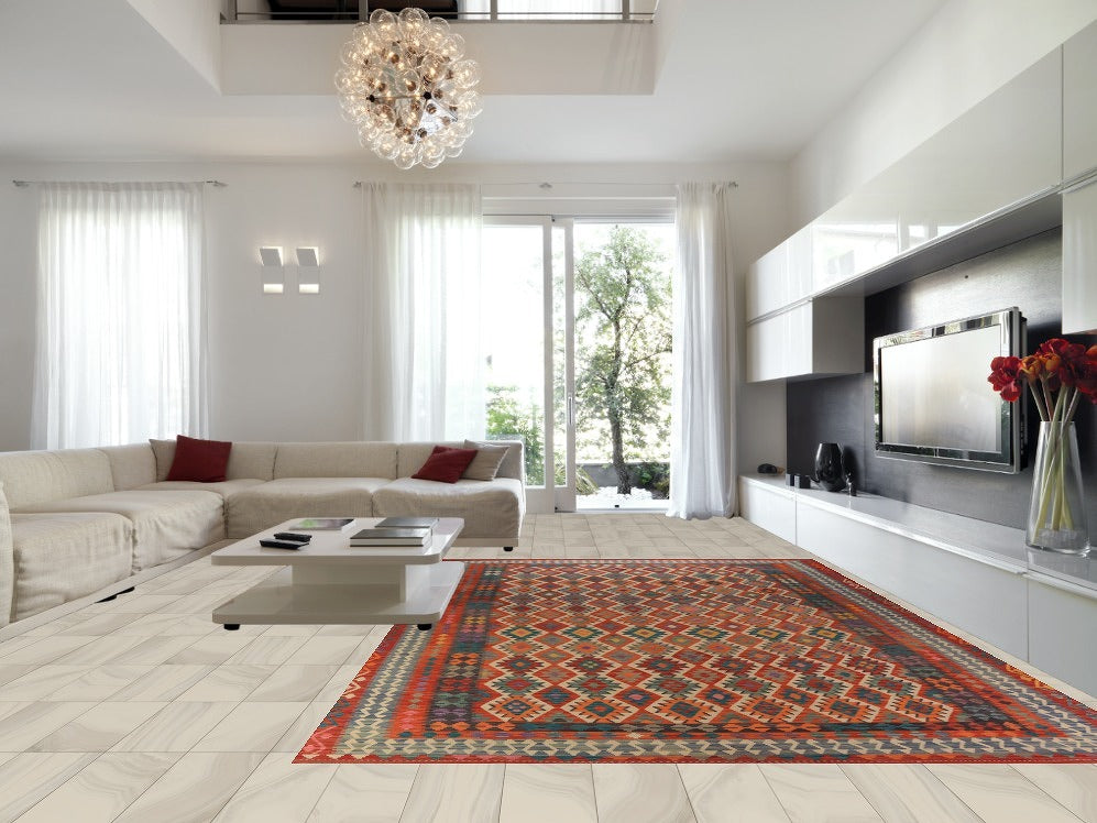 Geometric Wool Kilim Oriental Large Rug 10x16