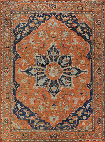 Vegetable Dye Wool Heriz Serapi Oriental Area Rug 9x12