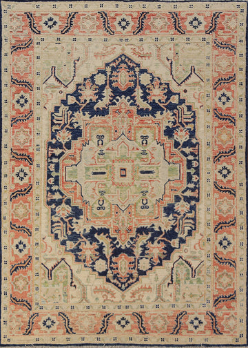 Vegetable Dye Wool Heriz Serapi Oriental Rug 5x7
