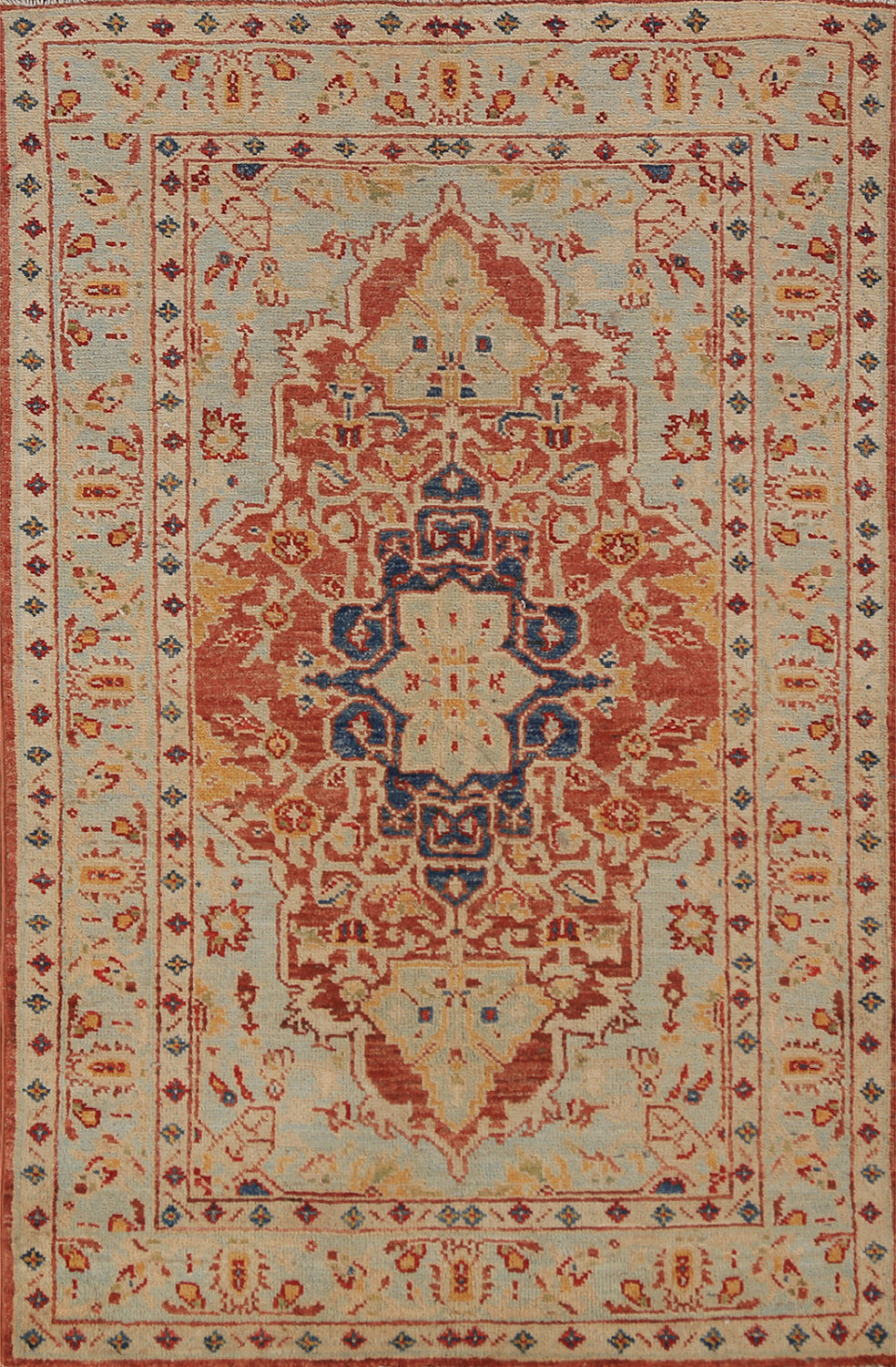 Geometric Heriz Serapi Vegetable Dye Accent Rug 3x5