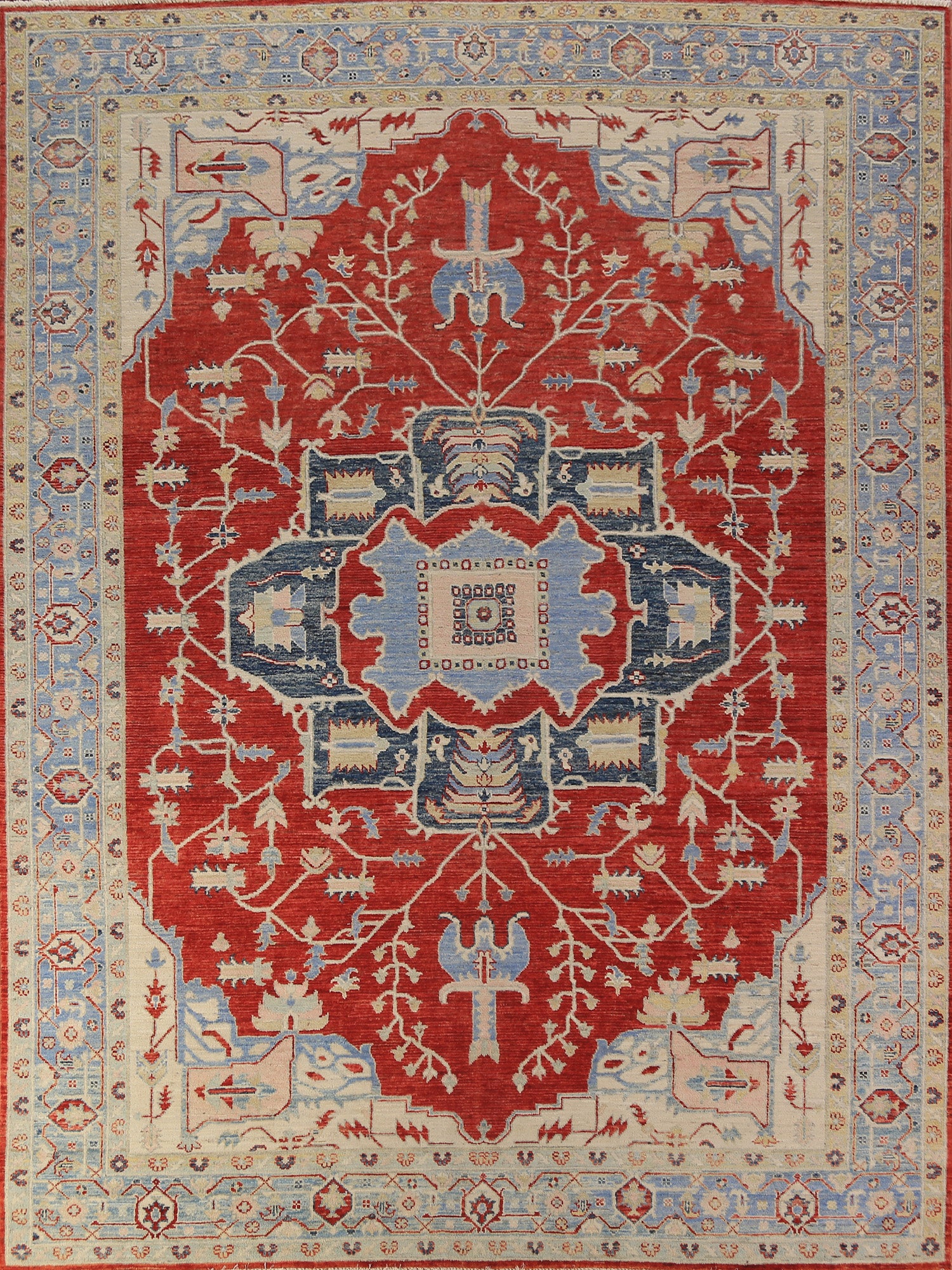 Red Wool Vegetable Dye Heriz Serapi Oriental Area Rug 8x10