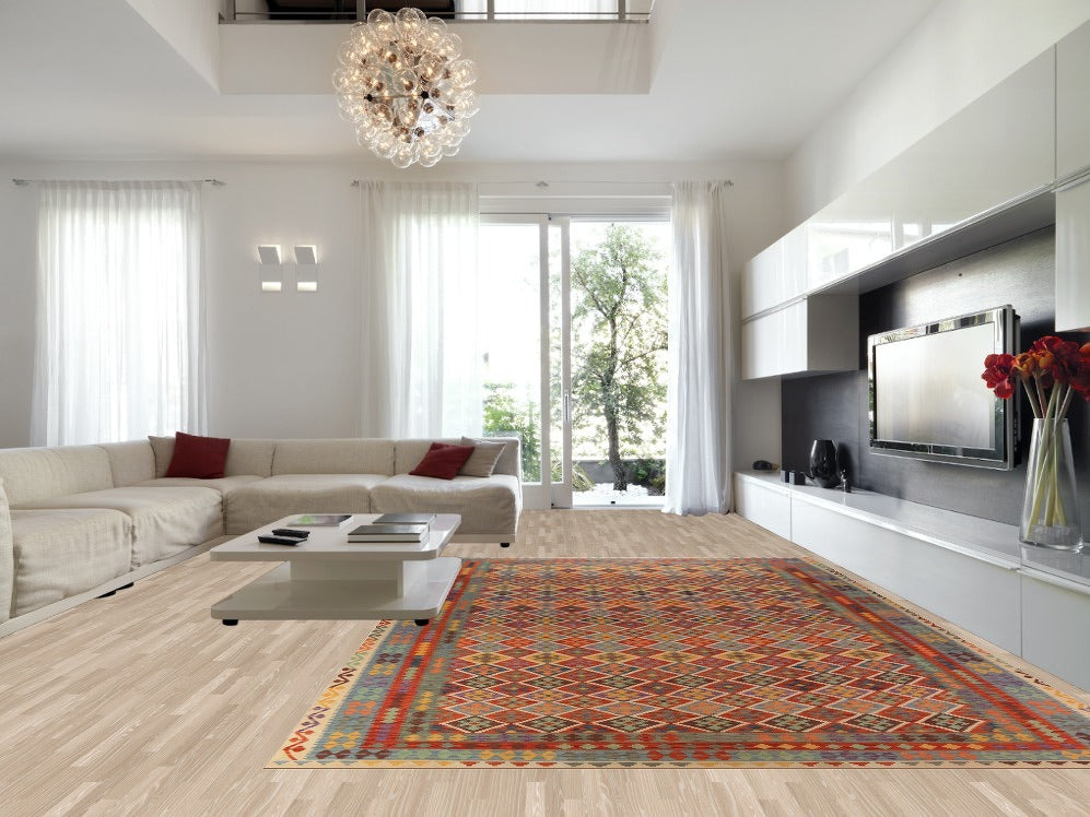 All-Over Trellis Kilim Oriental Large Rug 10x16