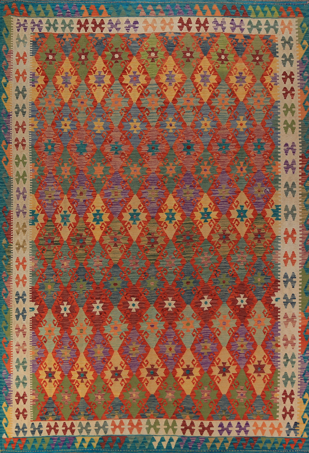 All-Over Geometric Kilim Oriental Area Rug 8x12